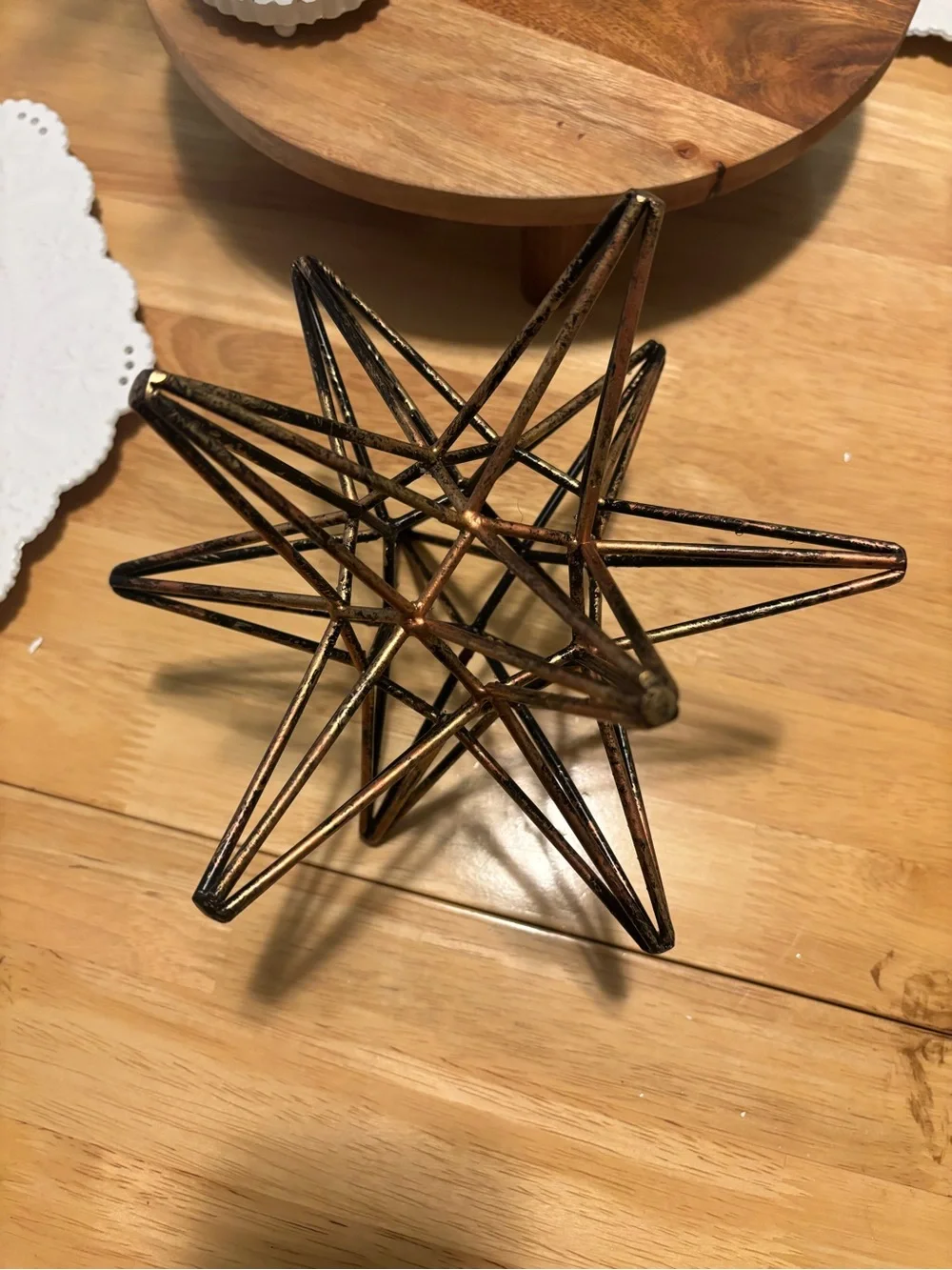 Metal Geometric Star Sculpture in Antique Gold - Home Accents Decor